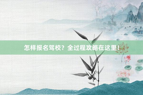 怎样报名驾校？全过程攻略在这里！